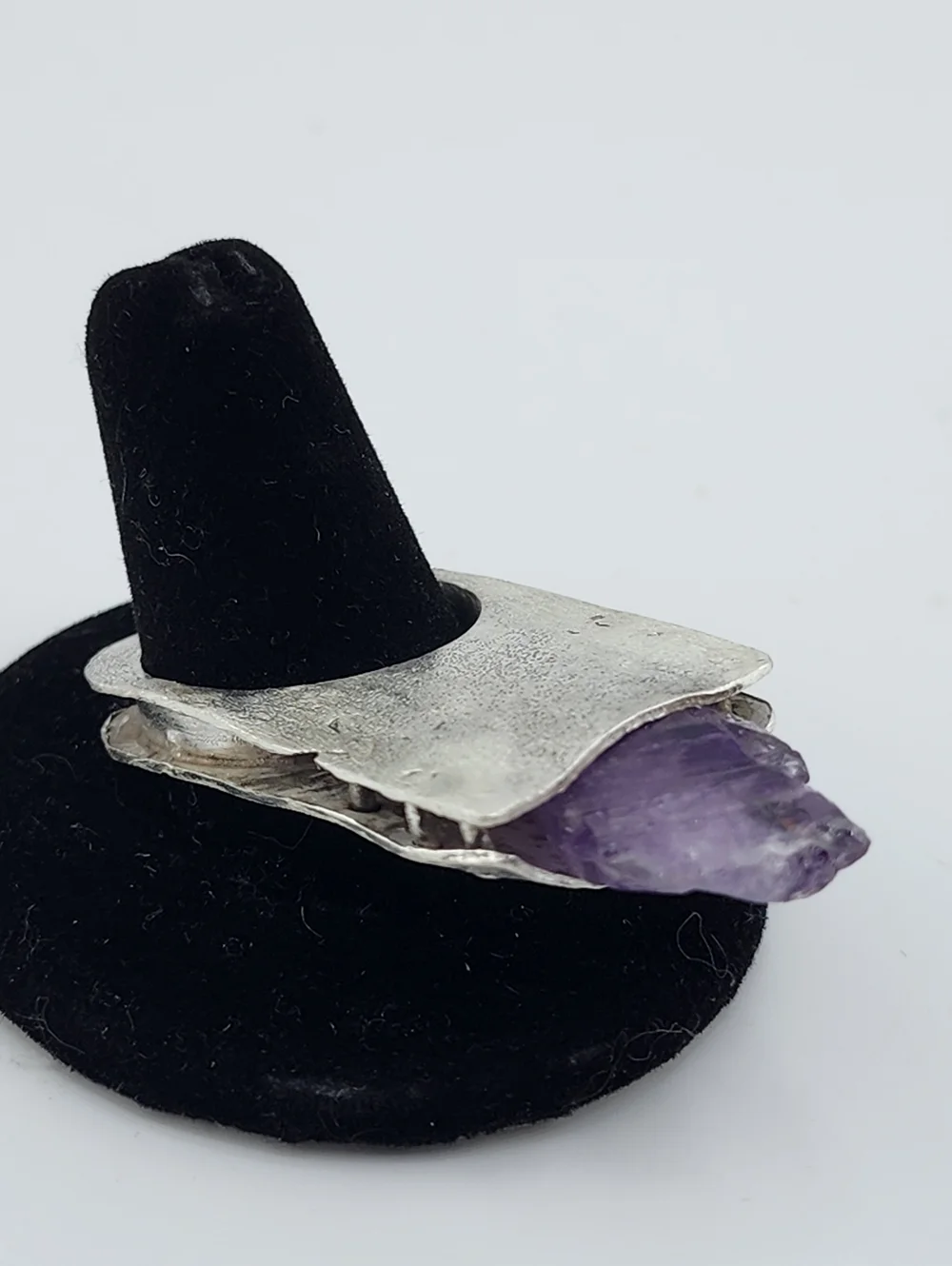 RAW AMETHYST STONE STATEMENT RING HANDMADE IN STERLING SILVER METAL SIZE 10